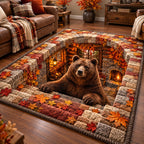 Autumn Bear Haven area rug in a living room