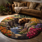 Autumn Bear Round Mat Rug - washable non-slip printed rug