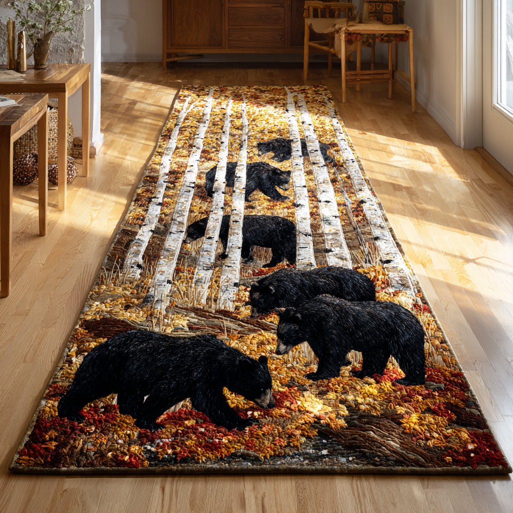 Autumn Bear Walk Runner Carpet Runner Rug - Cute Pet Design | Animal Printed Runner Rug