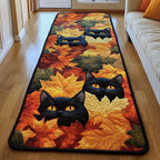 Autumn Black Cat Runner Rug - Cute Pet Design | Animal Printed Runner Rug