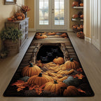 Autumn Black Cat Runner Rug - Cute Pet Design | Animal Printed Runner Rug