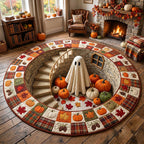 Autumn Boo Round Mat Rug - washable non-slip printed rug