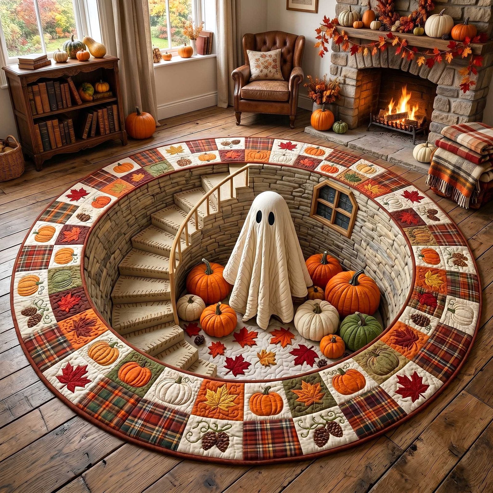 Autumn Boo Round Mat Rug - Nature Design | Serene Home Decor