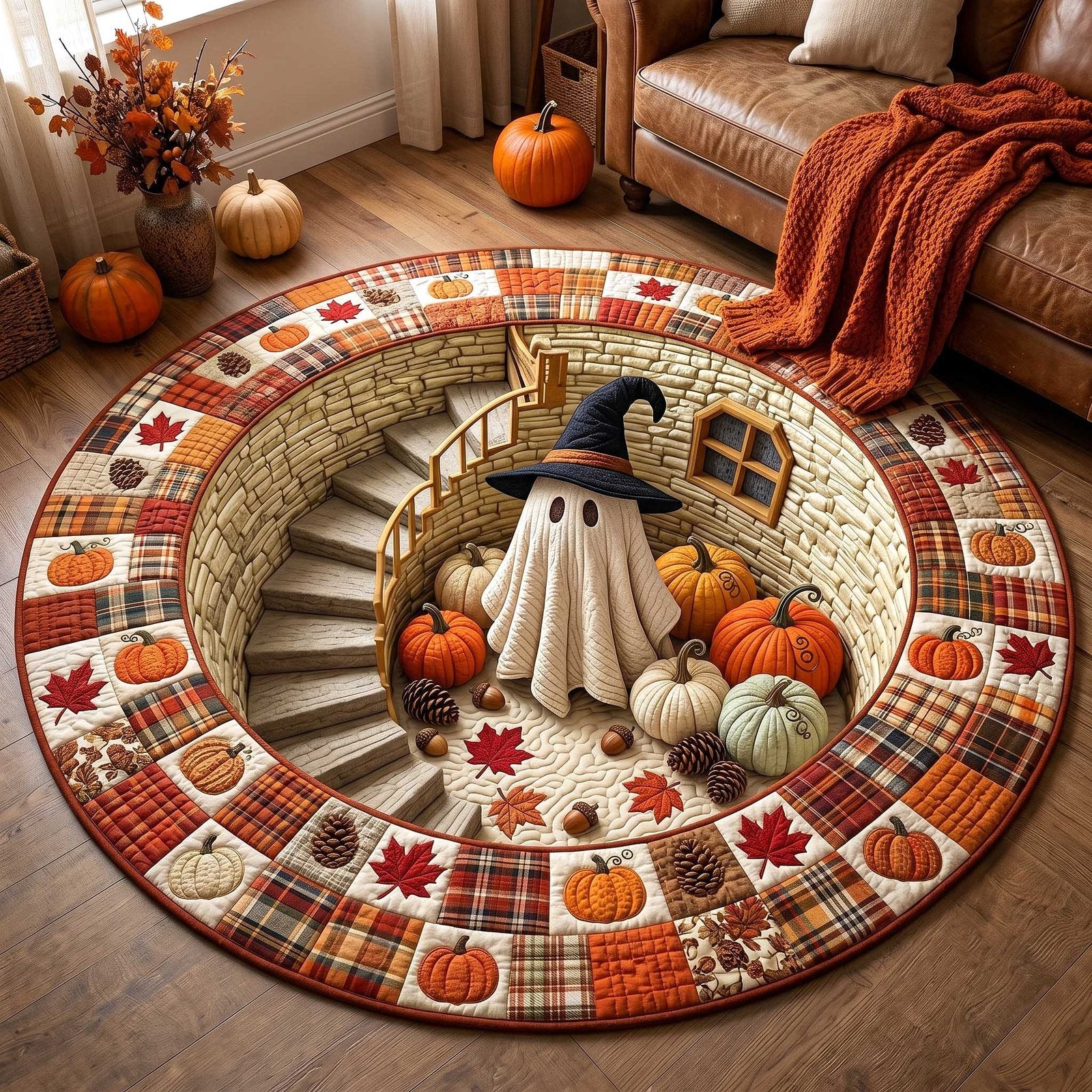 Autumn Boo Round Mat Rug - Nature Design | Serene Home Decor