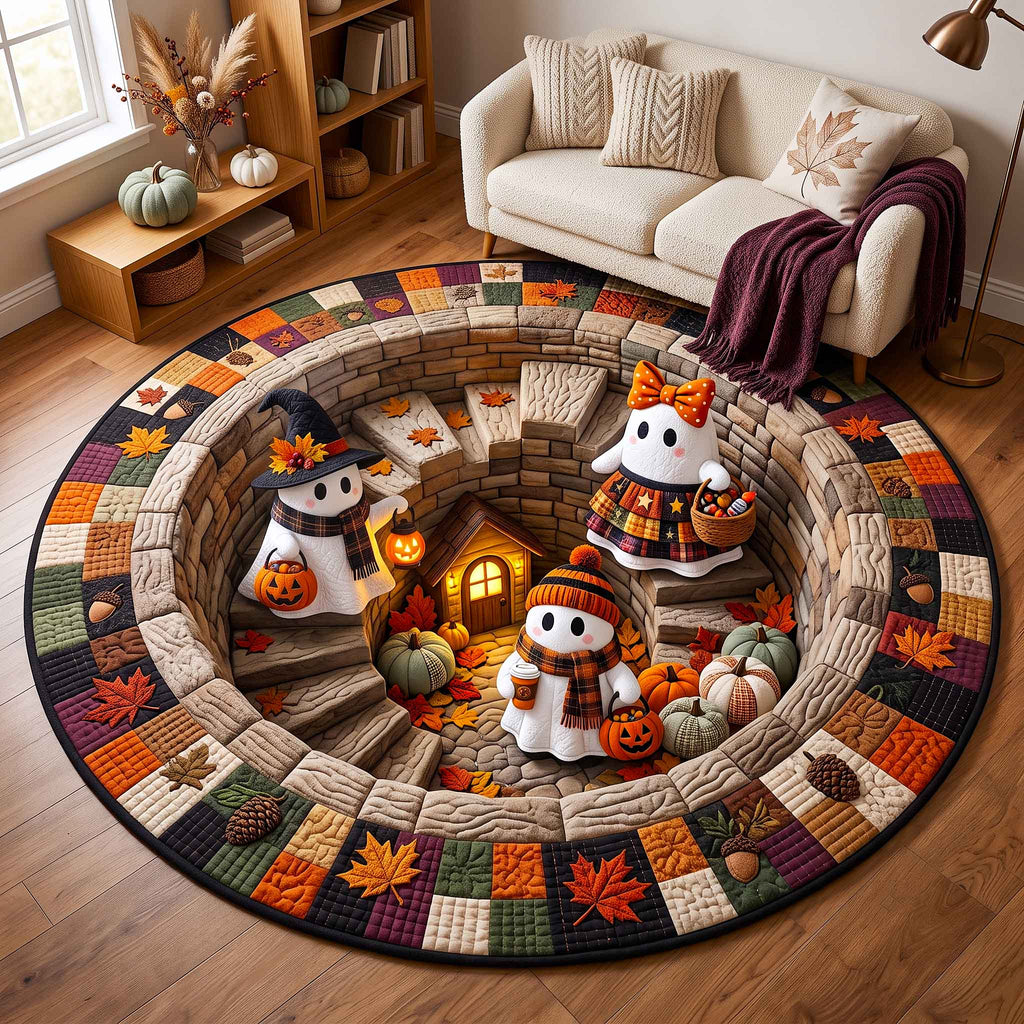 Autumn Boos Round Mat Rug - Nature Design | Nature Round Living Room Rug - washable non-slip printed rug