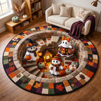 Autumn Boos Round Mat Rug - Nature Design | Nature Round Living Room Rug - washable non-slip printed rug