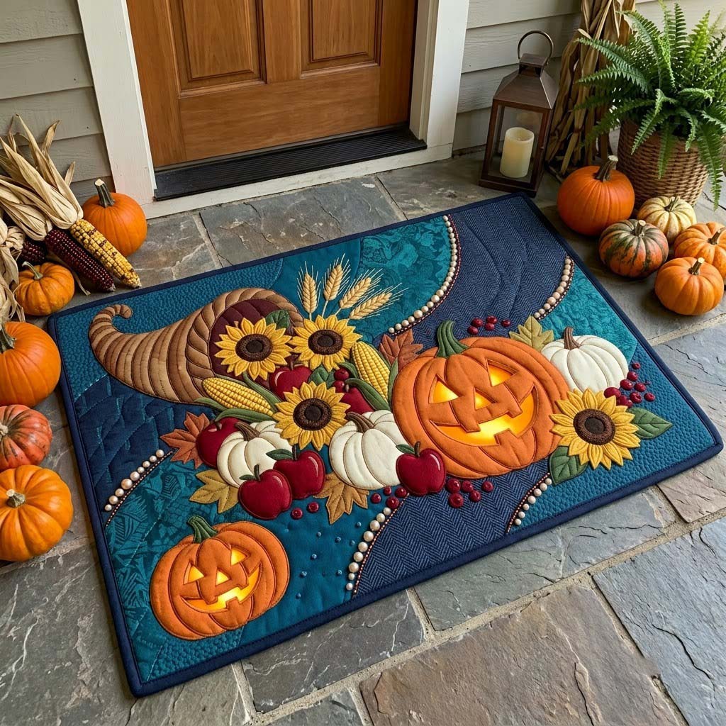 Autumn Bounty Cascade Doormat - Nature Design | Printed Welcome Doormat - washable non-slip printed rug
