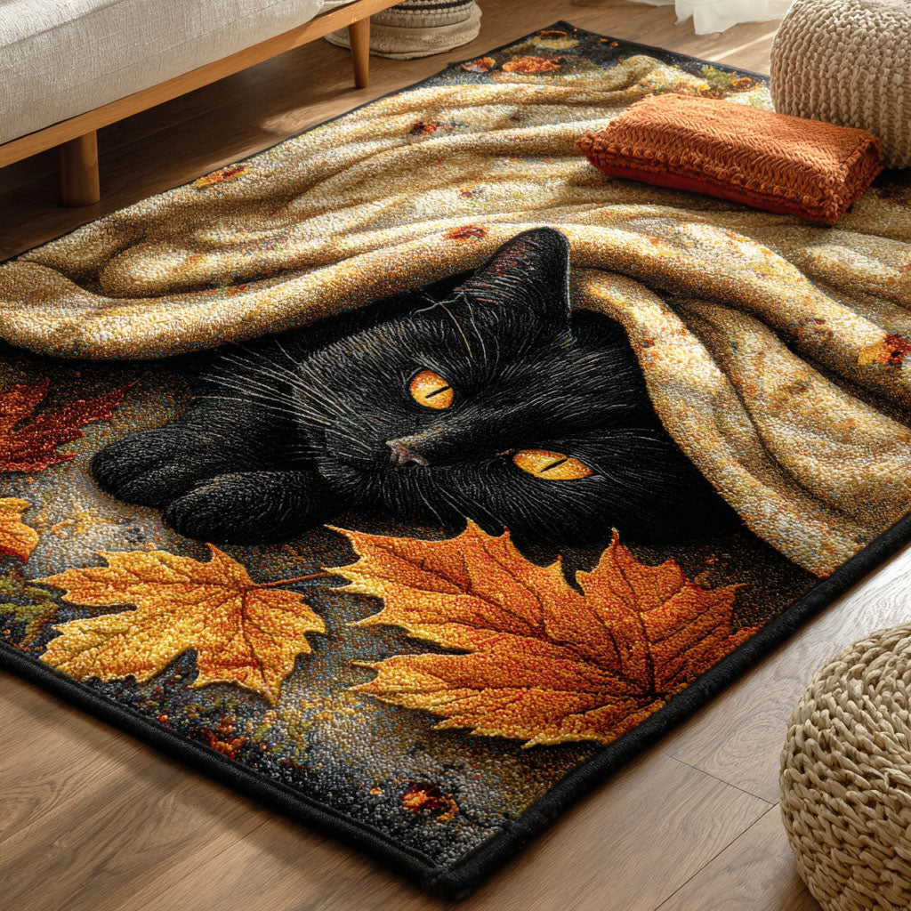 Autumn Cat area rug in a living room