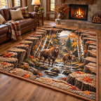Autumn Deer area rug in a living room