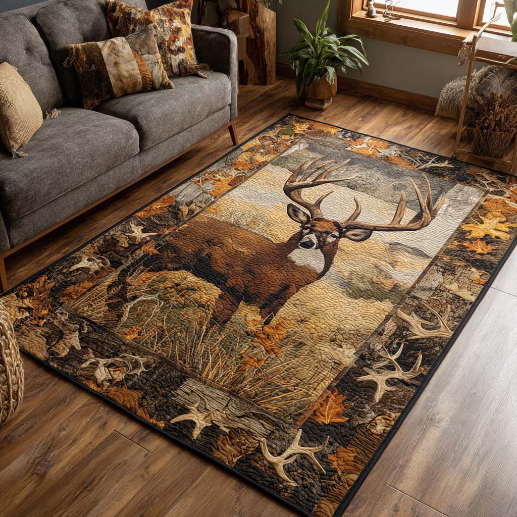 Autumn Deer area rug in a living room
