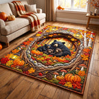 Autumn Den Rustic Bear area rug in a living room