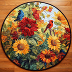 Autumn Embrace Round Mat Rug - washable non-slip printed rug