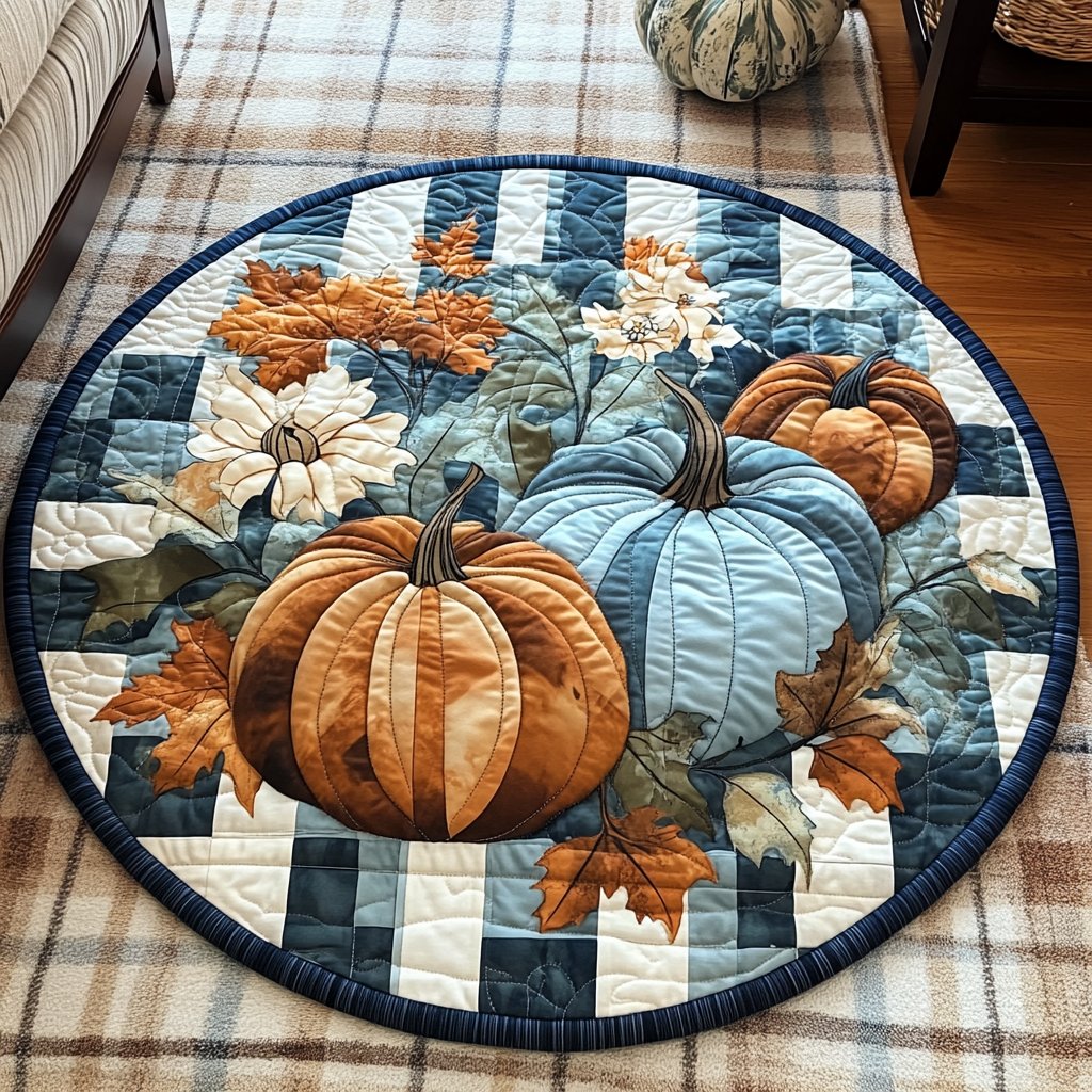 Autumn Essence Round Mat Rug - washable non-slip printed rug
