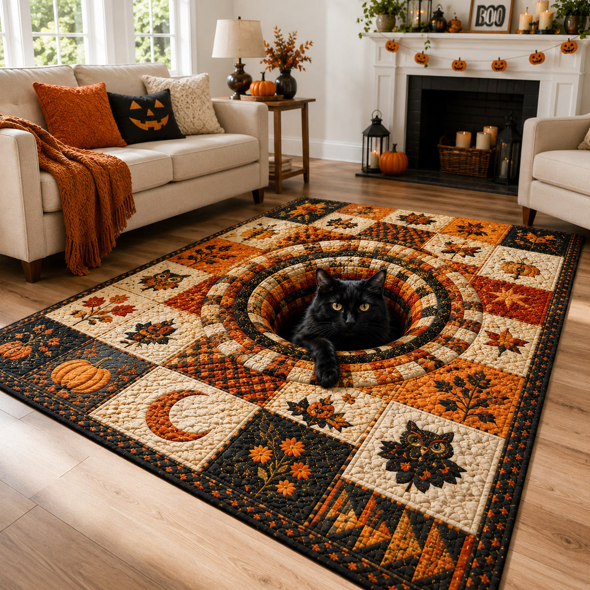 Autumn Familiar area rug in a living room