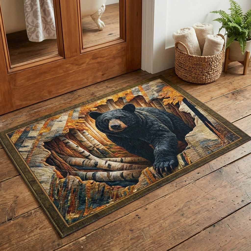 Autumn Forest Bear Doormat - Cute Animal Design | Printed Welcome Doormat