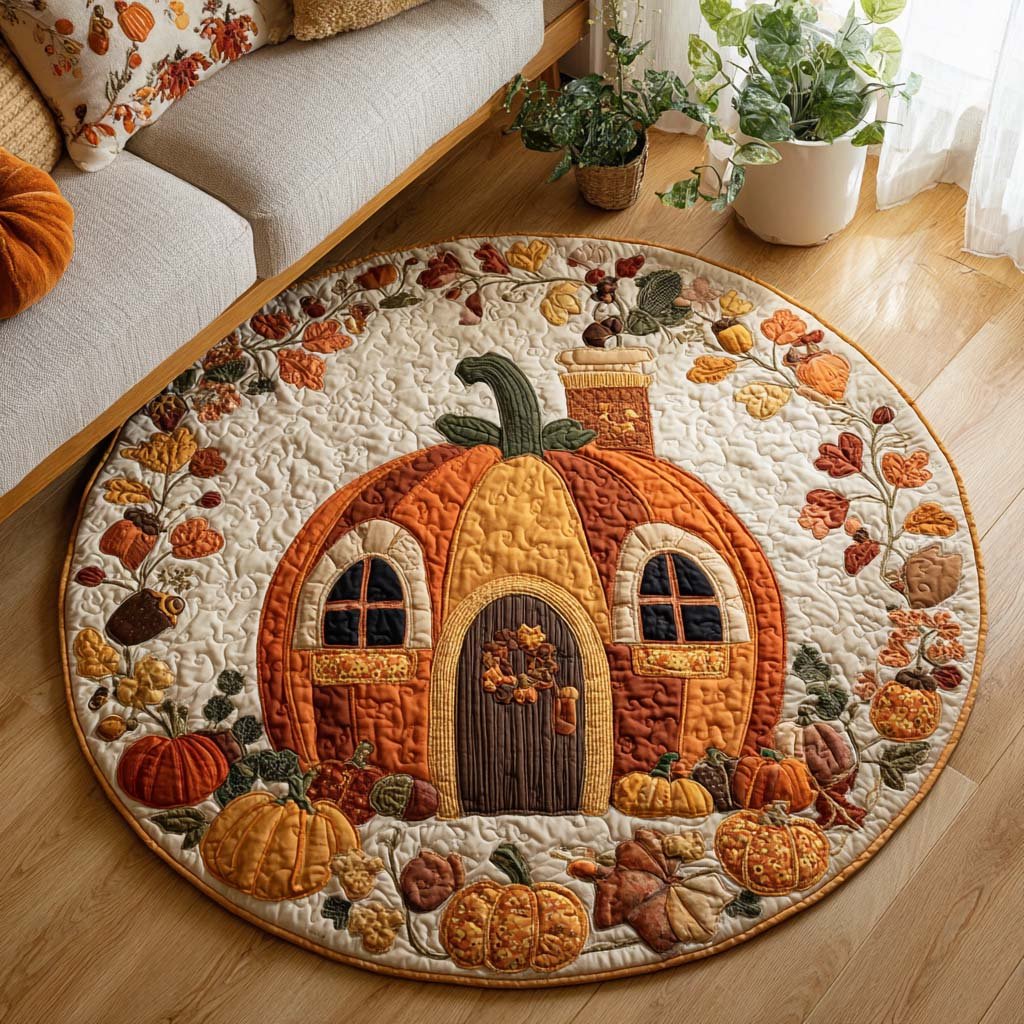 Autumn Forest Charm Round Mat Rug - washable non-slip printed rug