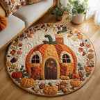 Autumn Forest Charm Round Mat Rug - washable non-slip printed rug