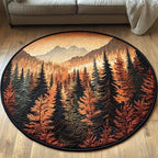 Autumn Forest Round Mat Rug - washable non-slip printed rug