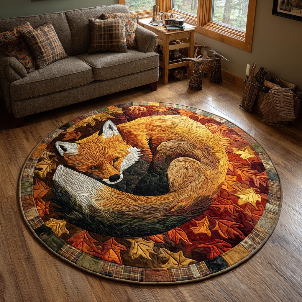 Autumn Fox Round Mat Rug - Cute Pet Design | Animal Printed Home Decor