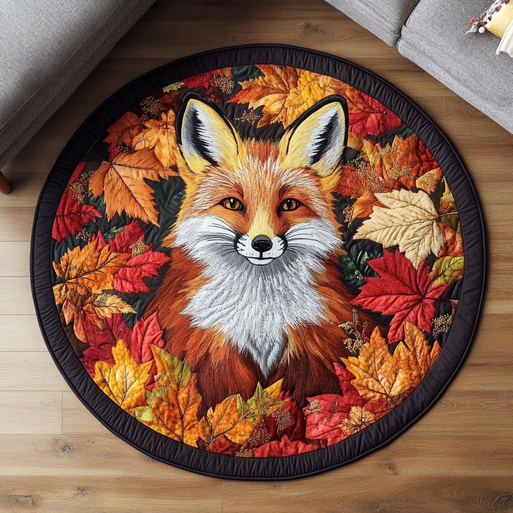 Autumn Fox Round Mat Rug - Cute Pet Design | Animal Printed Home Decor