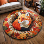 Autumn Fox Round Mat Rug - washable non-slip printed rug