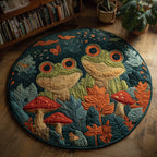 Autumn Frogs Round Mat Rug - washable non-slip printed rug