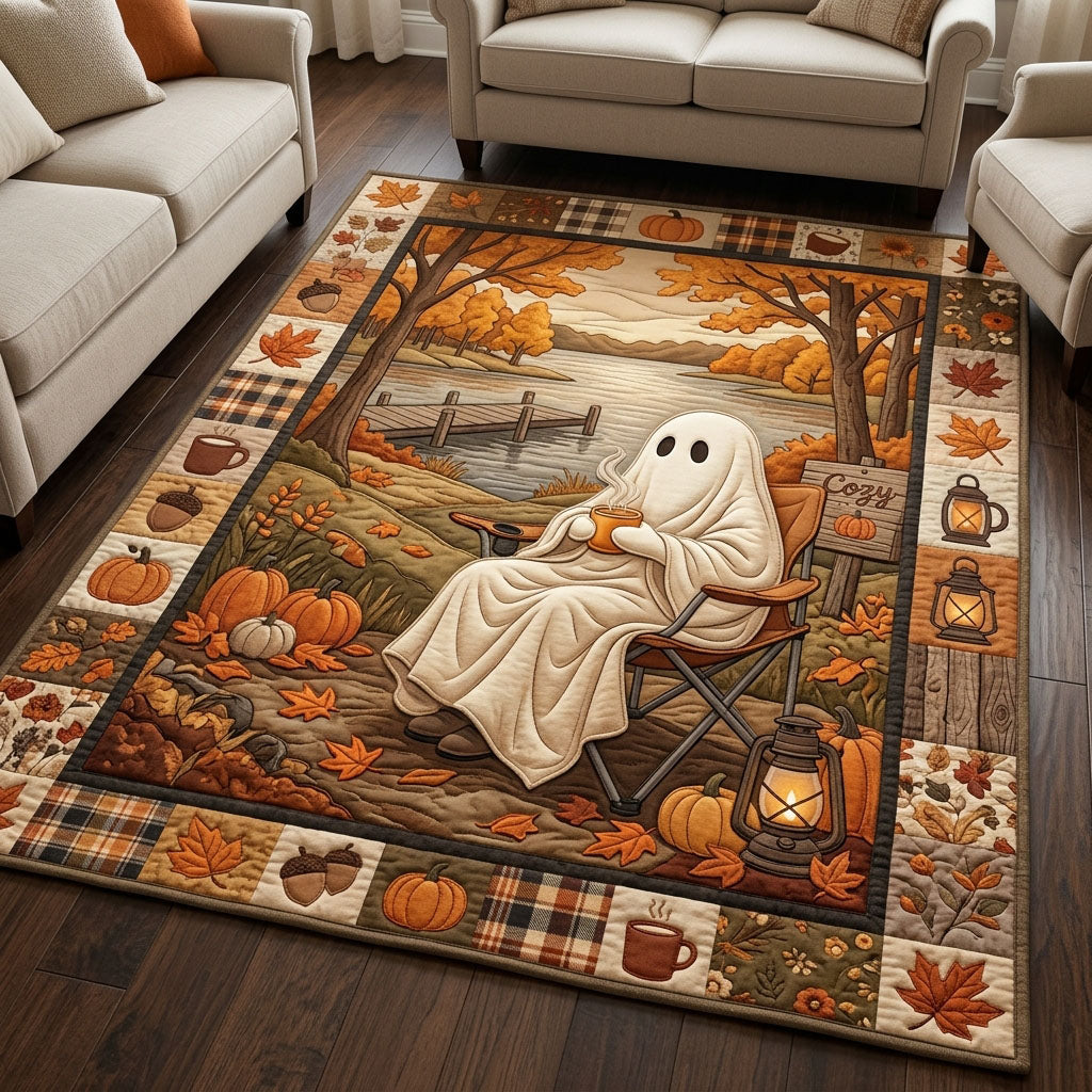 Autumn Ghost area rug in a living room