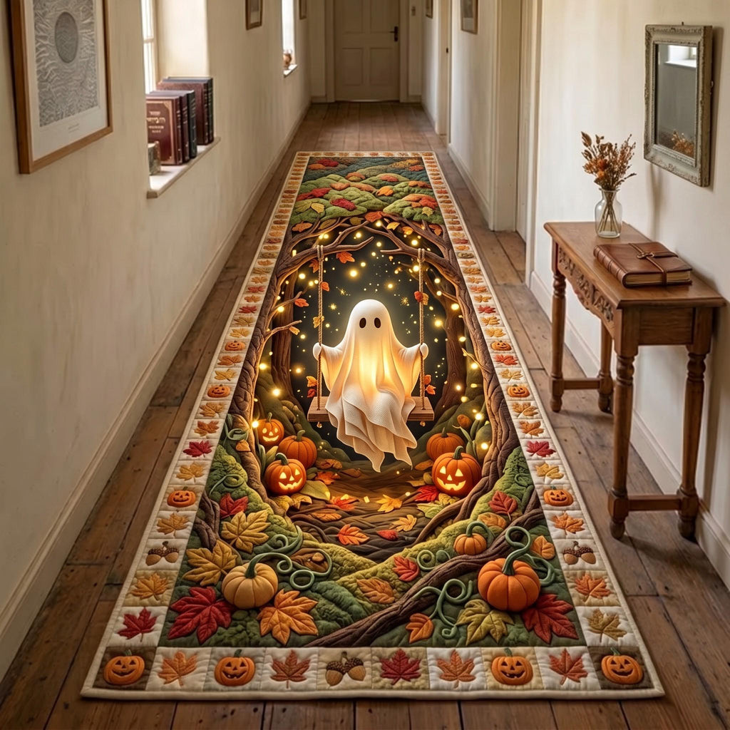 Autumn Ghost Runner Rug - Seasonal Design | Festive Runner Rug - washable non-slip printed rug