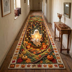 Autumn Ghost Runner Rug - Seasonal Design | Festive Runner Rug - washable non-slip printed rug
