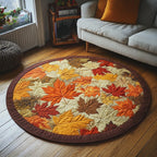 Autumn Glow Round Mat Rug - washable non-slip printed rug