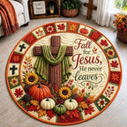 Autumn Grace Round Mat Rug - Nature Design | Serene Home Decor - washable non-slip printed rug