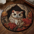 Autumn Guardian Owl Round Mat Rug - washable non-slip printed rug