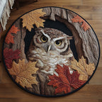 Autumn Guardian Owl Round Mat Rug - Cute Pet Design | Animal Printed Home Decor