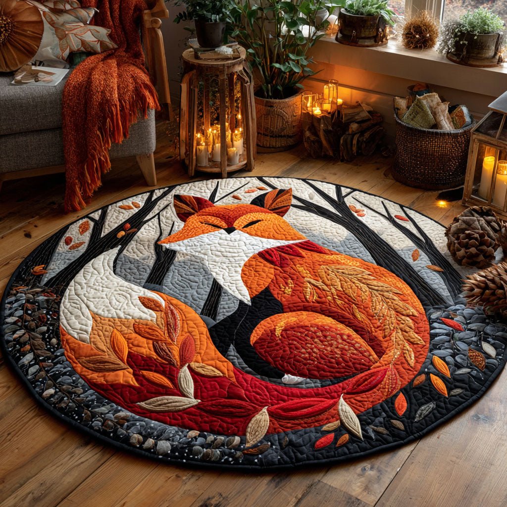 Autumn Guardian Round Mat Rug - washable non-slip printed rug