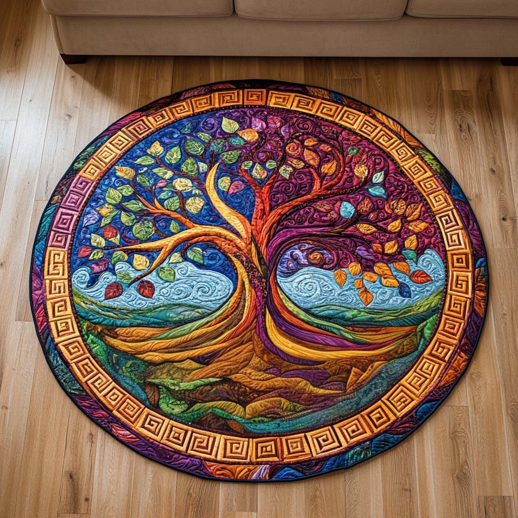 Autumn Harmony Round Mat Rug - Nature Design | Serene Home Decor