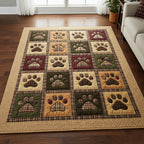 Autumn Harvest Love Paw area rug in a living room