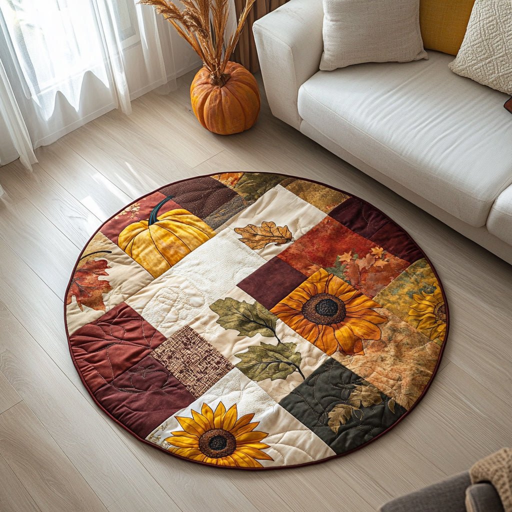 Autumn Harvest Round Mat Rug - washable non-slip printed rug