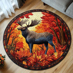 Autumn King Round Mat Rug - washable non-slip printed rug