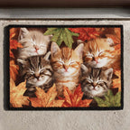 Autumn Kittens Doormat - Cute Animal Design | Printed Welcome Doormat