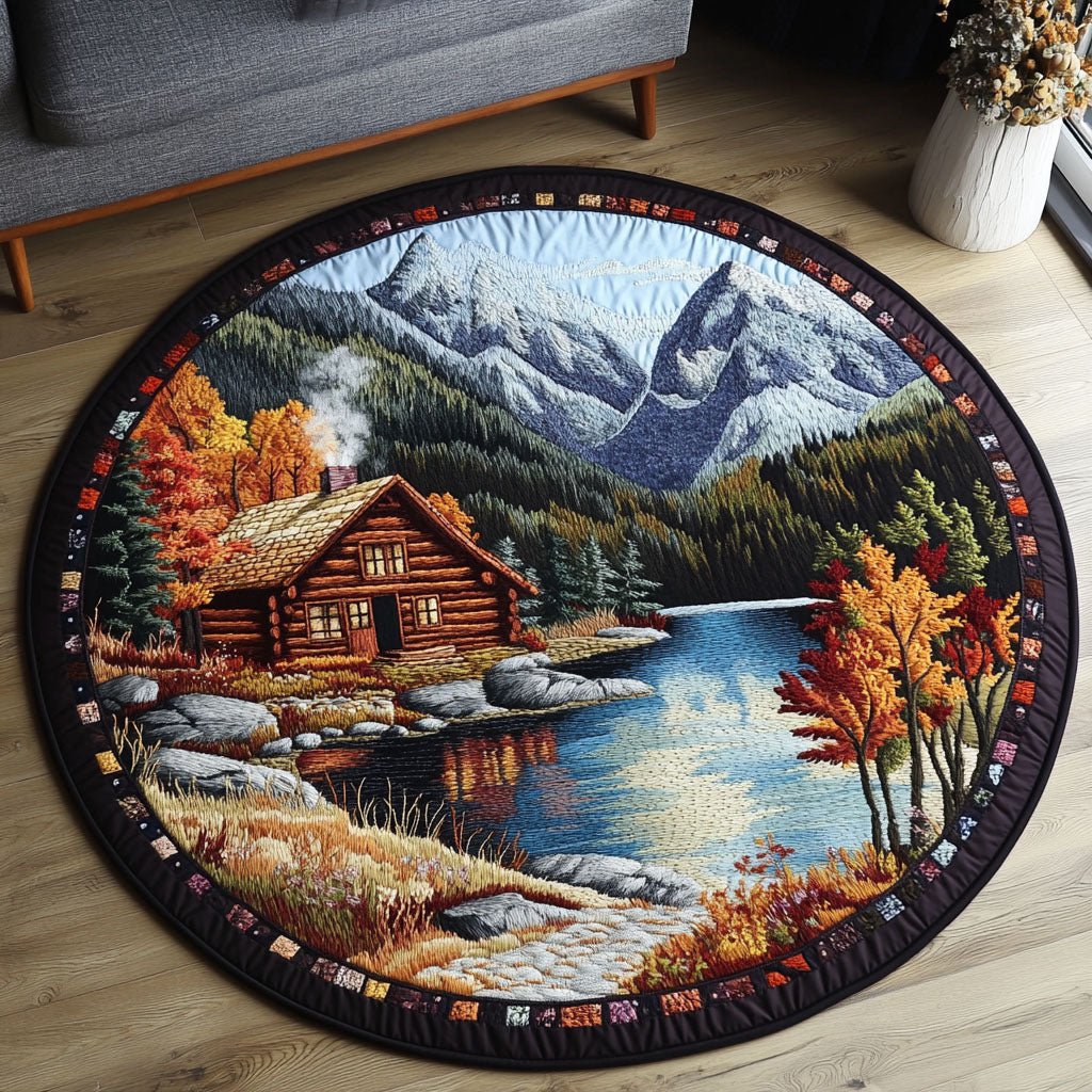Autumn Lake Round Mat Rug - washable non-slip printed rug