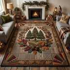 Autumn Lodge Woodland area rug in a living room