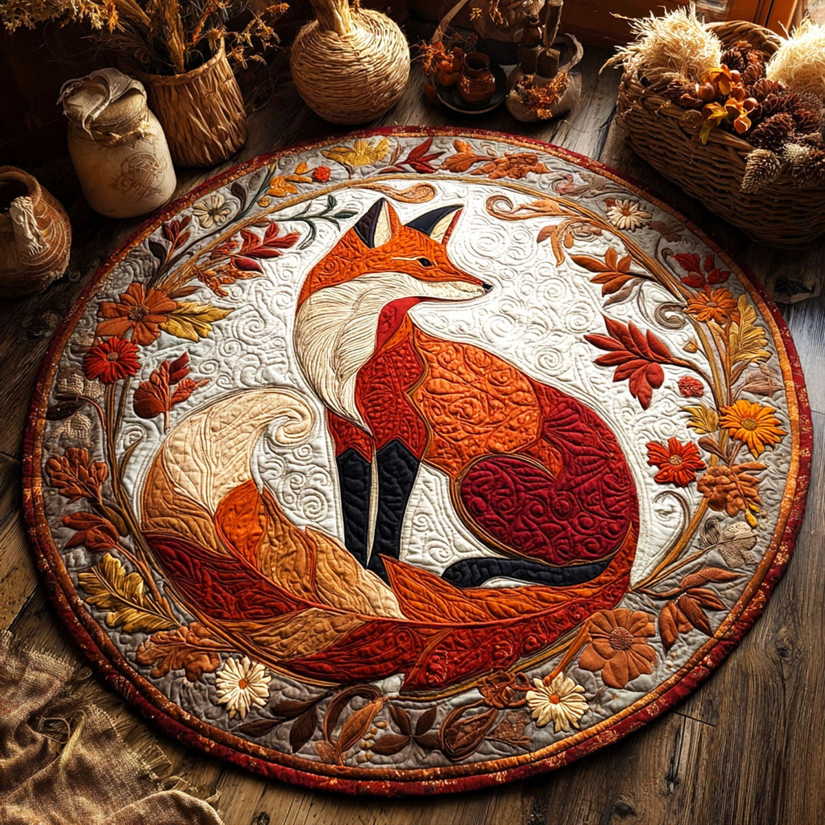Autumn Majesty Round Mat Rug - washable non-slip printed rug