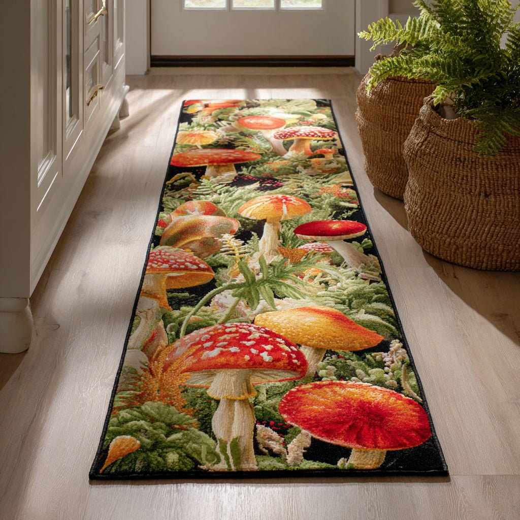 Autumn Mushroom Runner Carpet Runner Rug - Cute Pet Design | Animal Printed Runner Rug