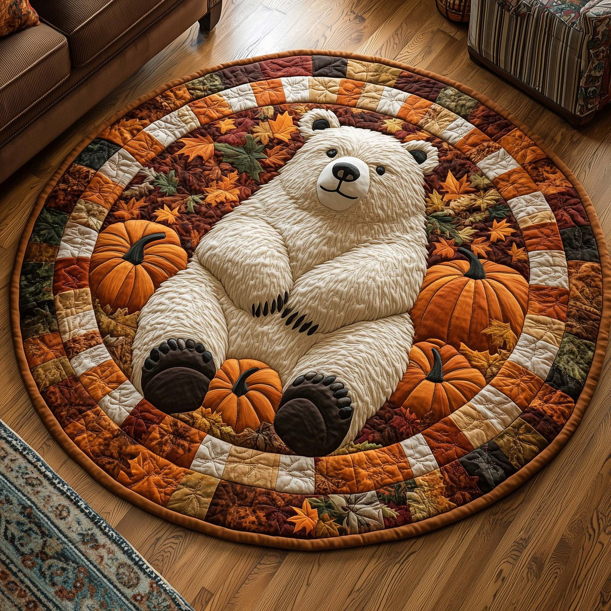 Autumn Nest Round Mat Rug - washable non-slip printed rug
