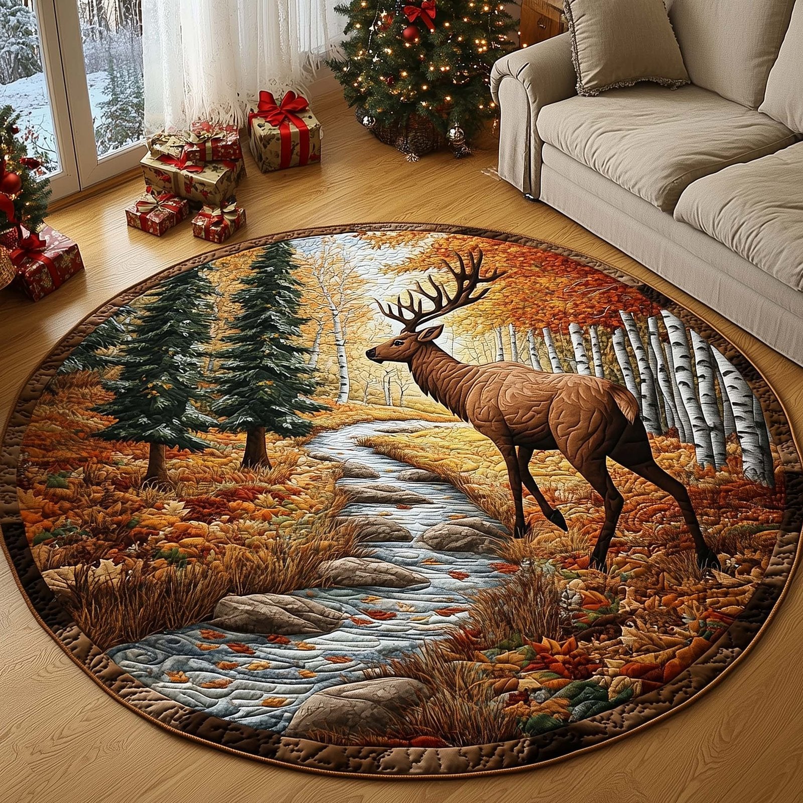 Autumn Path Round Mat Rug - Nature Design | Serene Home Decor