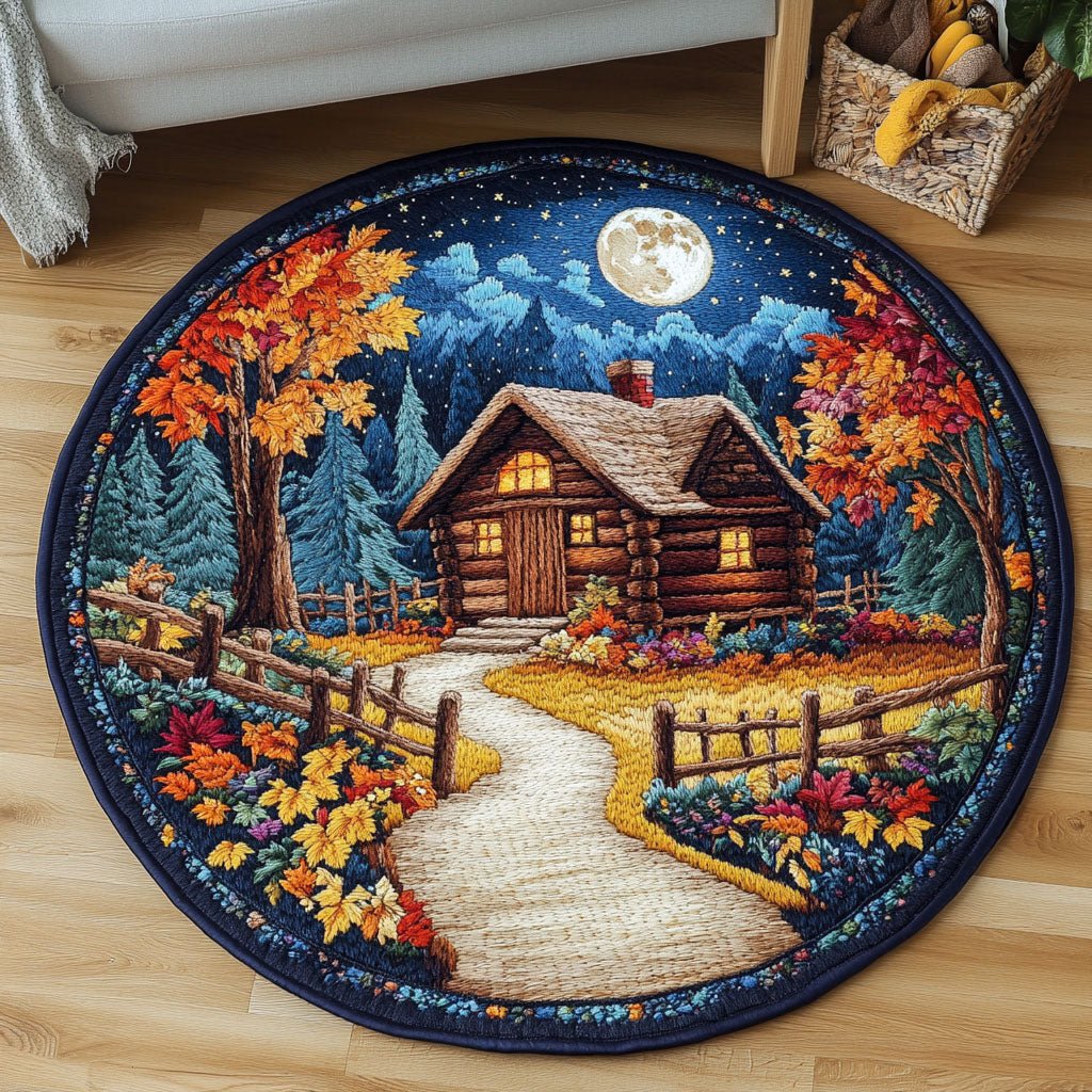 Autumn Path Round Mat Rug - washable non-slip printed rug