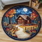 Autumn Path Round Mat Rug - washable non-slip printed rug