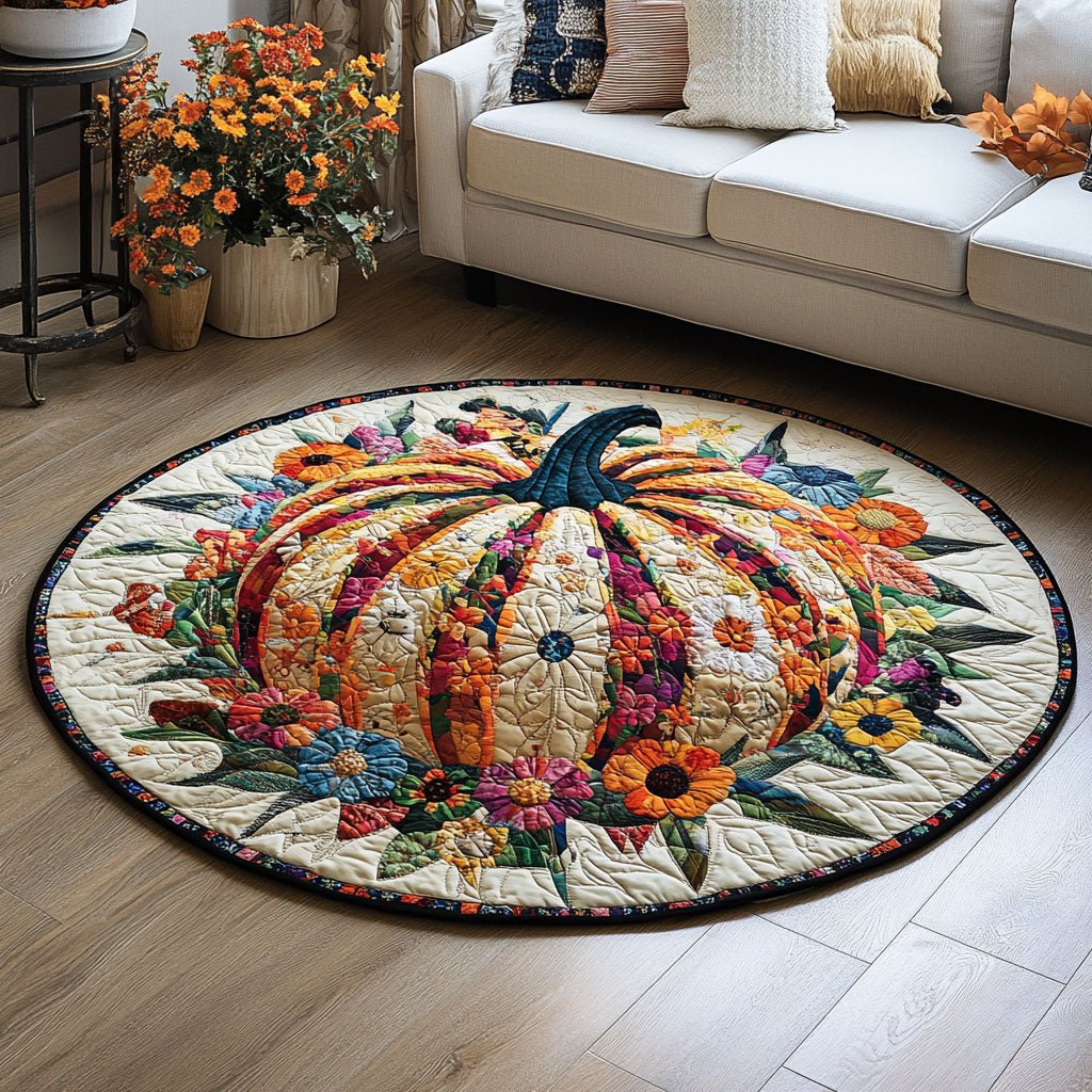 Autumn Pumpkin Dreams Halloween Round Mat Rug - washable non-slip printed rug