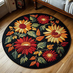 Autumn Radiance Round Mat Rug - washable non-slip printed rug