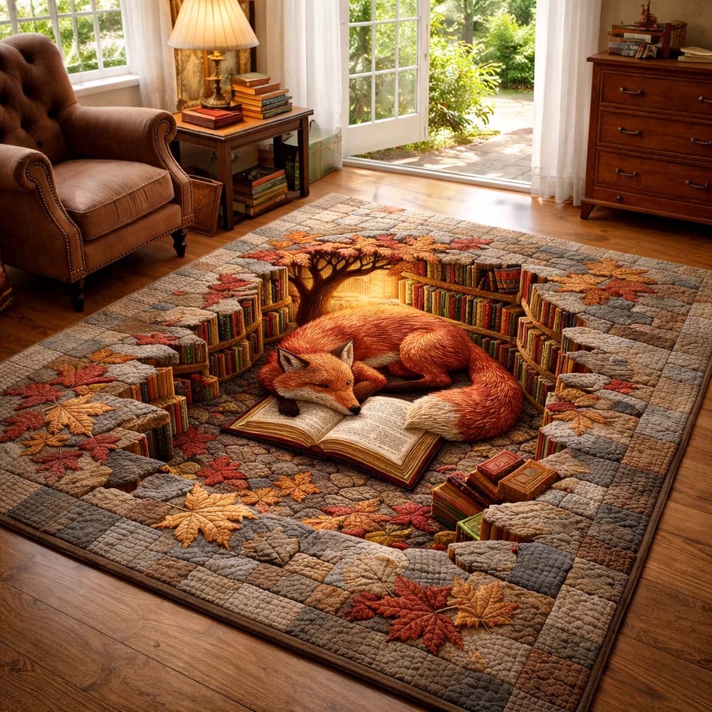 Autumn Reading Nook area rug in a living room